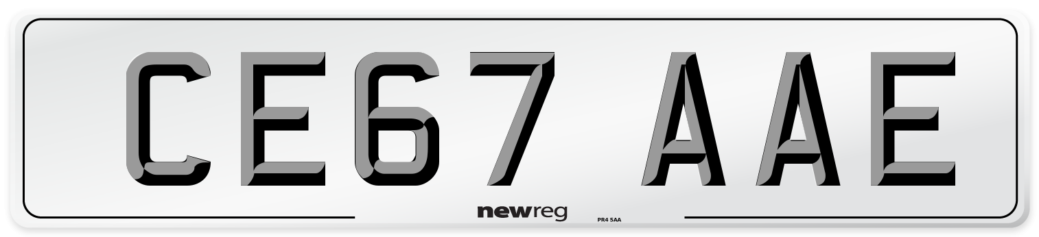CE67 AAE Number Plate from New Reg